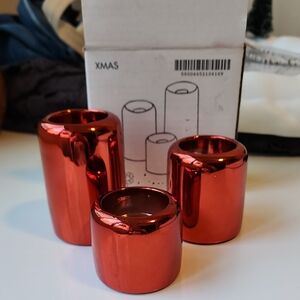 IKEA NIB Glass Red Candle Holders Set